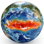 Illustration of warm Pacific Ocean temperatures associated with El Niño